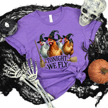 Load image into Gallery viewer, Wholesale Funny Halloween Chickens Graphic Tee - Heather Team Purple Tee
