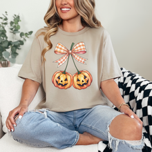 Load image into Gallery viewer, Wholesale Pumpkin Cherry Graphic Tee - Tan Tee
