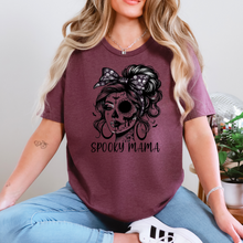 Load image into Gallery viewer, Wholesale Spooky Mama Face Graphic Tee - Heather Maroon Tee
