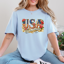 Load image into Gallery viewer, Wholesale Floral USA 250 Years Graphic Tee - Baby Blue Tee
