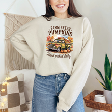 Load image into Gallery viewer, Wholesale Farm Fresh Pumpkins - Green Sweatshirt - Sand Sweatshirt
