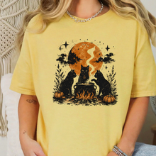 Load image into Gallery viewer, Wholesale Witch Cat Coven Halloween Graphic Tee - Mustard
