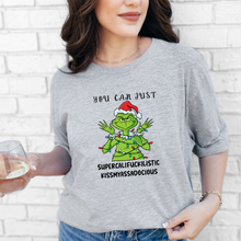 Load image into Gallery viewer, Wholesale Grinch You Can Just Graphic Tee - Grey Tee
