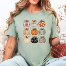 Load image into Gallery viewer, Wholesale Pumpkin Grid Graphic Tee - Sage
