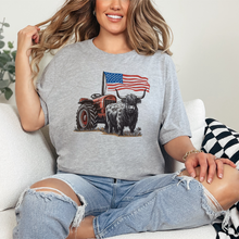 Load image into Gallery viewer, Wholesale Western Highland  Cow Graphic Tee - Grey Tee
