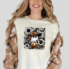 Load image into Gallery viewer, Wholesale Floral Ghost Pumpkin Graphic Tee - Natural Tee
