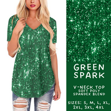 Load image into Gallery viewer, Ready to Ship Green Spark V-Neck Tee
