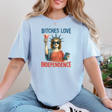Load image into Gallery viewer, Wholesale Bitches Love Independence Graphic Tee - Baby Blue Tee
