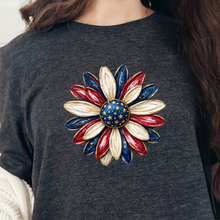 Load image into Gallery viewer, Wholesale Patriotic Daisy Graphic Tee - Dark Grey Heather Tee
