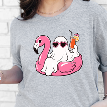 Load image into Gallery viewer, Wholesale Ghost with Pink Flamingo Graphic Tee - Grey
