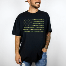 Load image into Gallery viewer, Wholesale Camo Flag Graphic Tee - Black Tee
