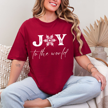 Load image into Gallery viewer, Wholesale Joy to the World Snowflake Graphic Tee - Cardinal Red Tee
