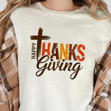 Load image into Gallery viewer, Wholesale Happy Thanksgiving Cross Graphic Tee - Natural

