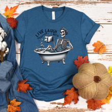 Load image into Gallery viewer, Wholesale Live Laugh Toaster Bath Graphic Tee - Heather Deep Teal Tee
