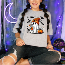 Load image into Gallery viewer, Wholesale Spooky Ghost Coffee - Grey Tee

