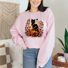 Load image into Gallery viewer, Wholesale Cat with Pumpkin Sweatshirt - Light Pink Sweatshirt
