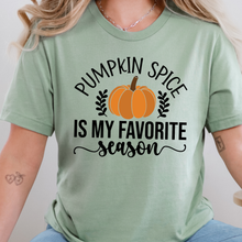 Load image into Gallery viewer, Wholesale Pumpkin Spice Favorite Season Graphic Tee - Sage
