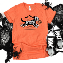 Load image into Gallery viewer, Wholesale Skeleton Dog Graphic Tee - Heather Orange Tee
