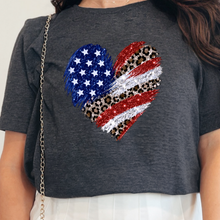 Load image into Gallery viewer, Wholesale Flag Heart Graphic Tee - Dark Grey Heather Tee
