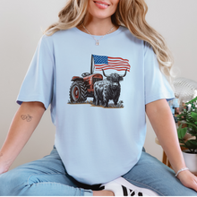 Load image into Gallery viewer, Wholesale Western Highland  Cow Graphic Tee - Baby Blue Tee
