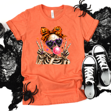 Load image into Gallery viewer, Wholesale Cute Skeleton Halloween Graphic Tee - Heather Orange

