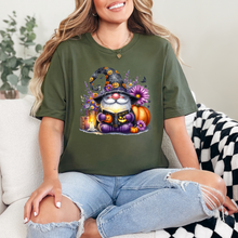 Load image into Gallery viewer, Wholesale Gnomes with Pumpkin Graphic Tee - Military Green Tee
