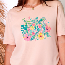 Load image into Gallery viewer, Wholesale Floral Sea Turtle Graphic Tee - Peach Tee
