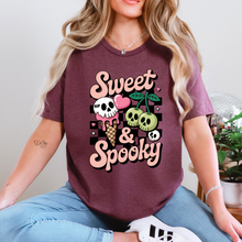 Load image into Gallery viewer, Wholesale Sweet &amp; Spooky Graphic Tee - Heather Maroon Tee
