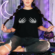 Load image into Gallery viewer, Wholesale Skeleton Hands Graphic Tee - Black Tee
