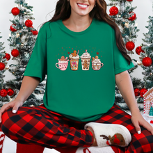 Load image into Gallery viewer, Wholesale Gingerbread Coffee Graphic Tee - Kelly Tee
