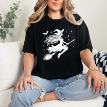 Load image into Gallery viewer, Wholesale Witch on Broom Graphic Tee - Black Tee
