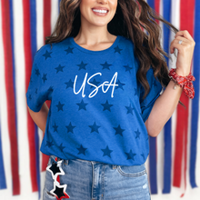 Load image into Gallery viewer, Wholesale USA Star Graphic Tee - Royal Star Tee
