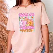 Load image into Gallery viewer, Wholesale Pumpkin Patch Stripes Graphic Tee - Peach
