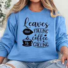 Load image into Gallery viewer, Wholesale Leaves Falling Coffee Calling Graphic Sweatshirt - Carolina Blue
