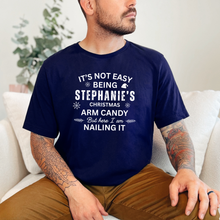 Load image into Gallery viewer, Wholesale Custom Christmas Arm Candy Graphic Tee - Navy Tee
