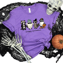 Load image into Gallery viewer, Wholesale Racoon Halloween Graphic Tee or Sweatshirt - Heather Team Purple Tee
