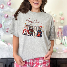 Load image into Gallery viewer, Wholesale Merry Christmas Cats Graphic Tee - Grey Tee
