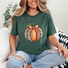 Load image into Gallery viewer, Wholesale Patchwork Pumpkin Graphic Tee - Heather Forest Tee
