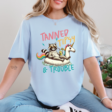 Load image into Gallery viewer, Wholesale Tipsy and Trouble Graphic Tee - Baby Blue Tee
