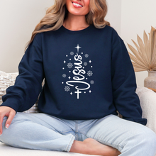 Load image into Gallery viewer, Wholesale Jesus Christmas Tree Sweatshirt - Navy Sweatshirt

