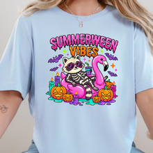 Load image into Gallery viewer, Wholesale Summerween Vibes Raccoon Graphic Tee - Baby Blue
