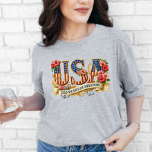 Load image into Gallery viewer, Wholesale Floral USA 250 Years Graphic Tee - Grey Tee

