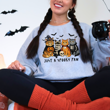 Load image into Gallery viewer, Wholesale Cat Spooky Paw Graphic Tee or Sweatshirt - Grey Sweatshirt

