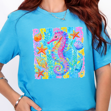 Load image into Gallery viewer, Wholesale Preppy Summer Seahorse Graphic Tee - Heather Aqua
