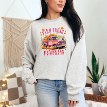 Load image into Gallery viewer, Wholesale Farm Fresh Pumpkins - Pink Sweatshirt - Ash Sweatshirt
