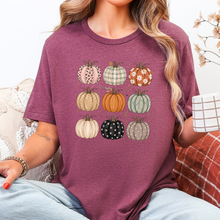 Load image into Gallery viewer, Wholesale Pumpkin Grid Graphic Tee- Heather Maroon
