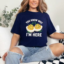 Load image into Gallery viewer, Wholesale Why I'm Here Eggs Graphic Tee - Navy Tee
