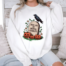 Load image into Gallery viewer, Wholesale Here Lies My Mental Stability Sweatshirt - White Sweatshirt
