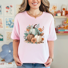 Load image into Gallery viewer, Wholesale Boho Pumpkins Floral Graphic Tee - Pink Tee
