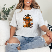 Load image into Gallery viewer, Wholesale Highland Cow Halloween Graphic Tee - Ash Tee
